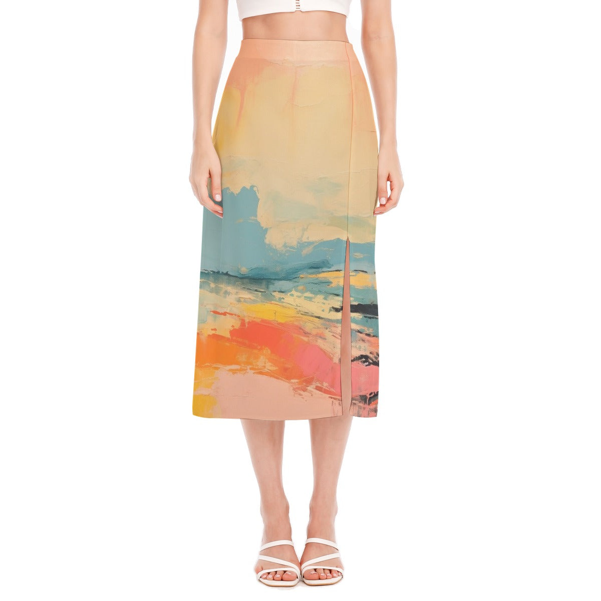 All-Over Print Women's High Slit Long Skirt