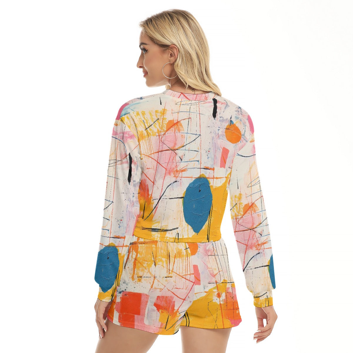 All-Over Print Women's Short Sweatshirt And Pants Suit