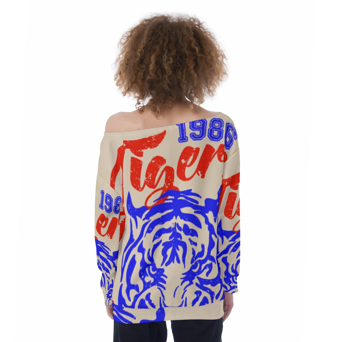 All-Over Print Oversized Women's Off-Shoulder Sweatshirt