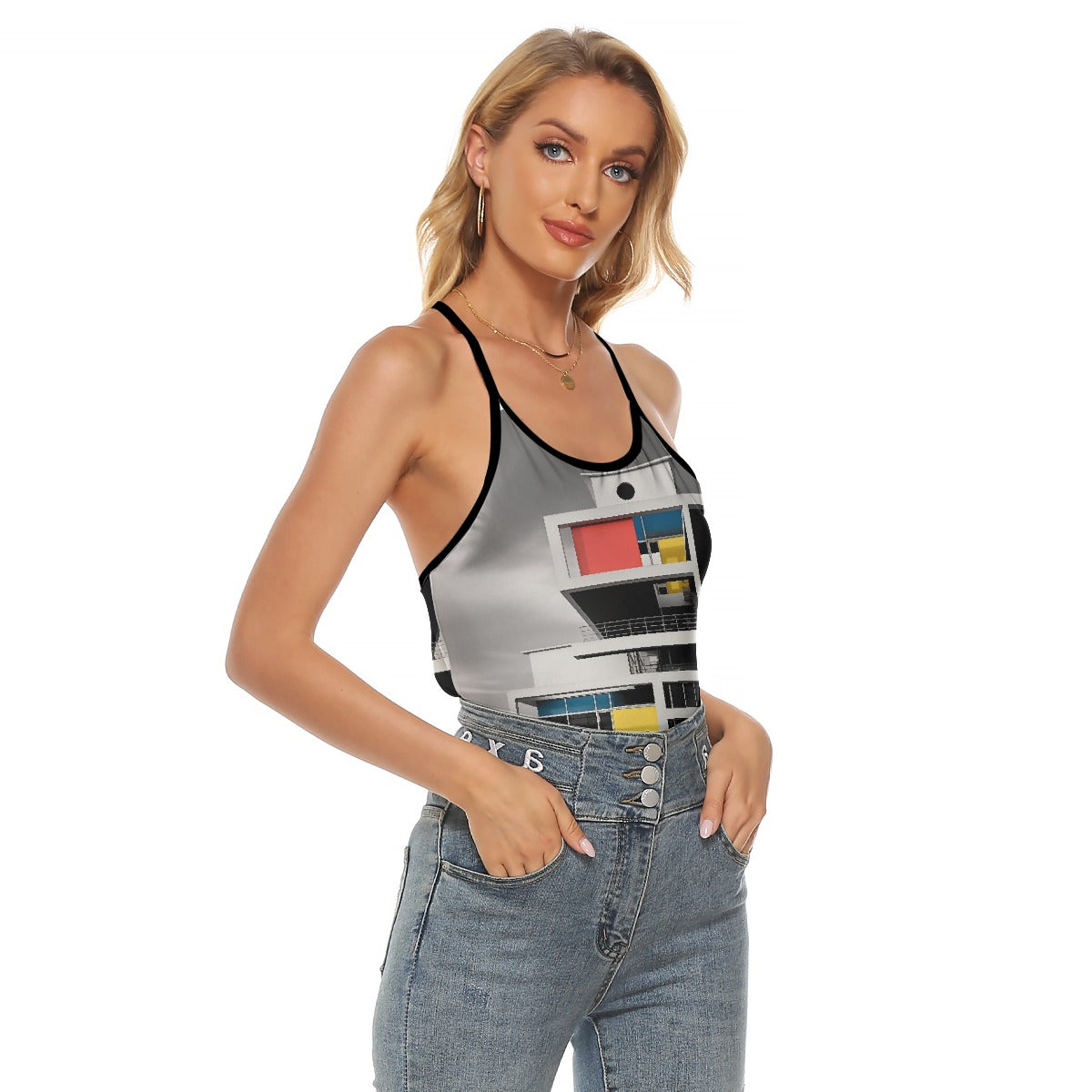 All-Over Print Women's Criss-Cross Open Back Tank Top