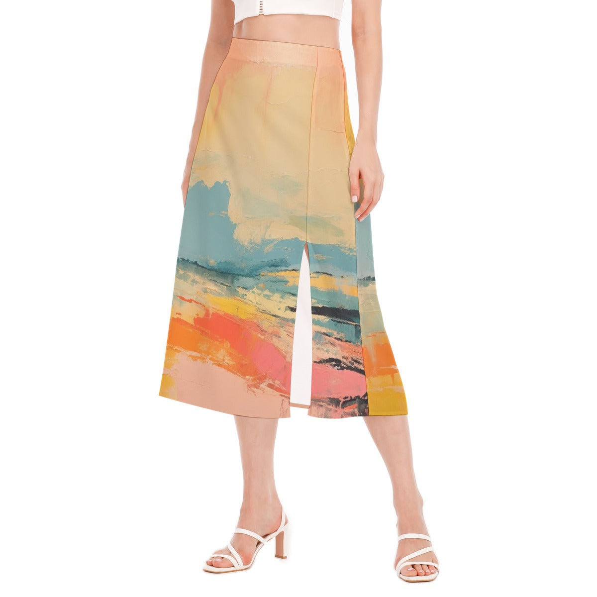 All-Over Print Women's High Slit Long Skirt