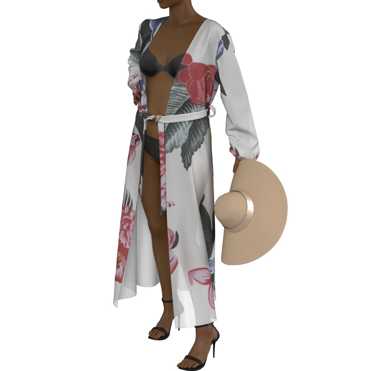 All-Over Print Women's Lace-up Chiffon Robe