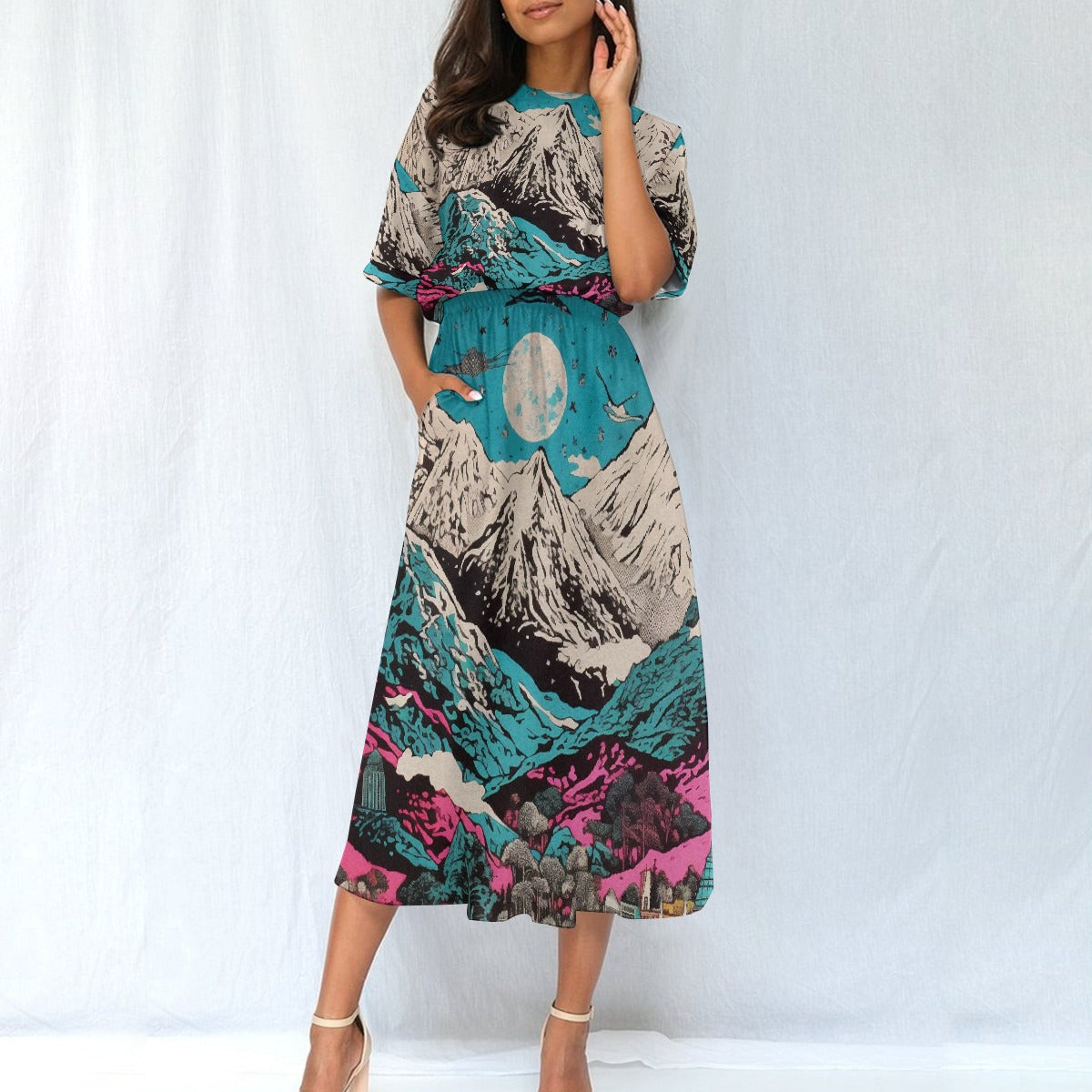 All-Over Print Women's Elastic Waist Dress
