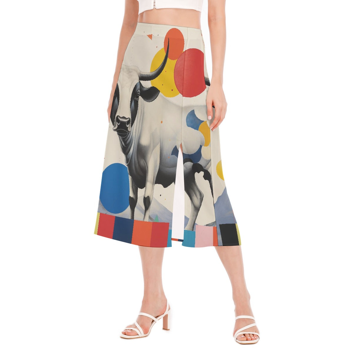 All-Over Print Women's High Slit Long Skirt