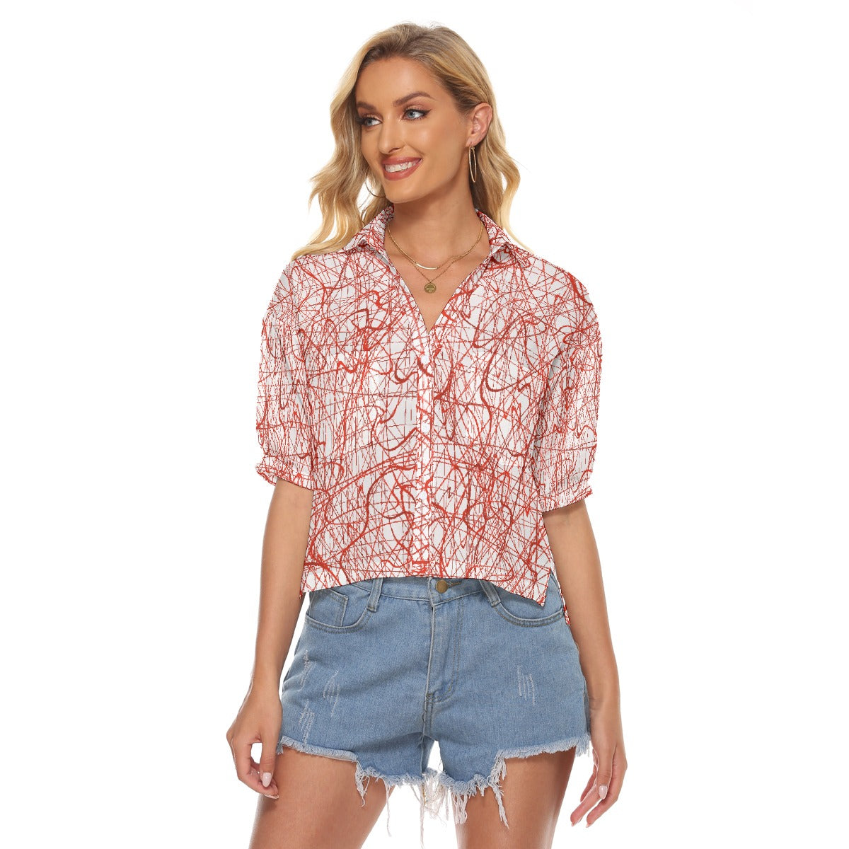 All-Over Print Women's V-neck Shirts