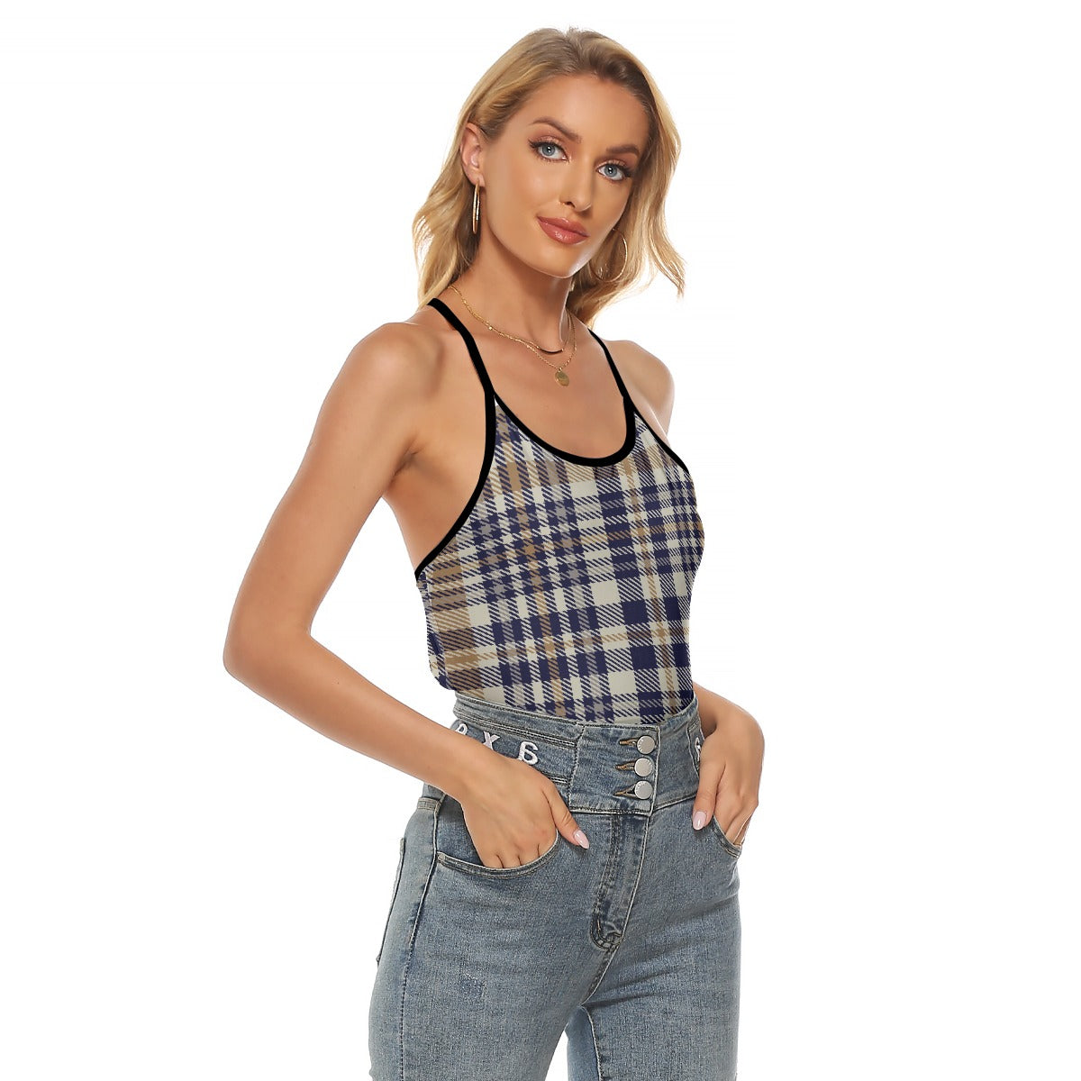 All-Over Print Women's Criss-Cross Open Back Tank Top