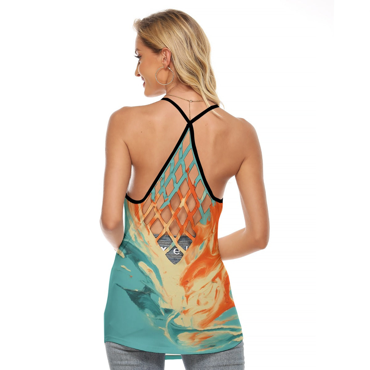 All-Over Print Women's Criss-Cross Open Back Tank Top