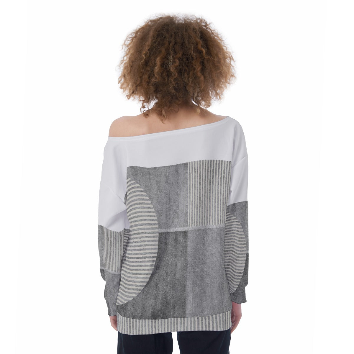 All-Over Print Oversized Women's Off-Shoulder Sweatshirt