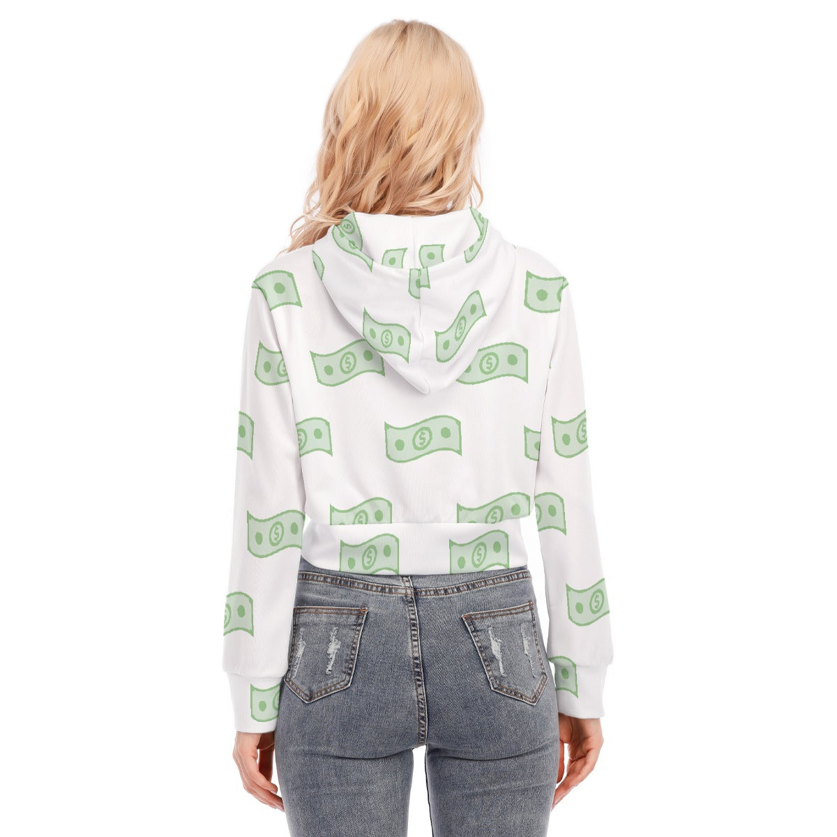 All-Over Print Women's Crop Top Hoodie With Zipper Closure