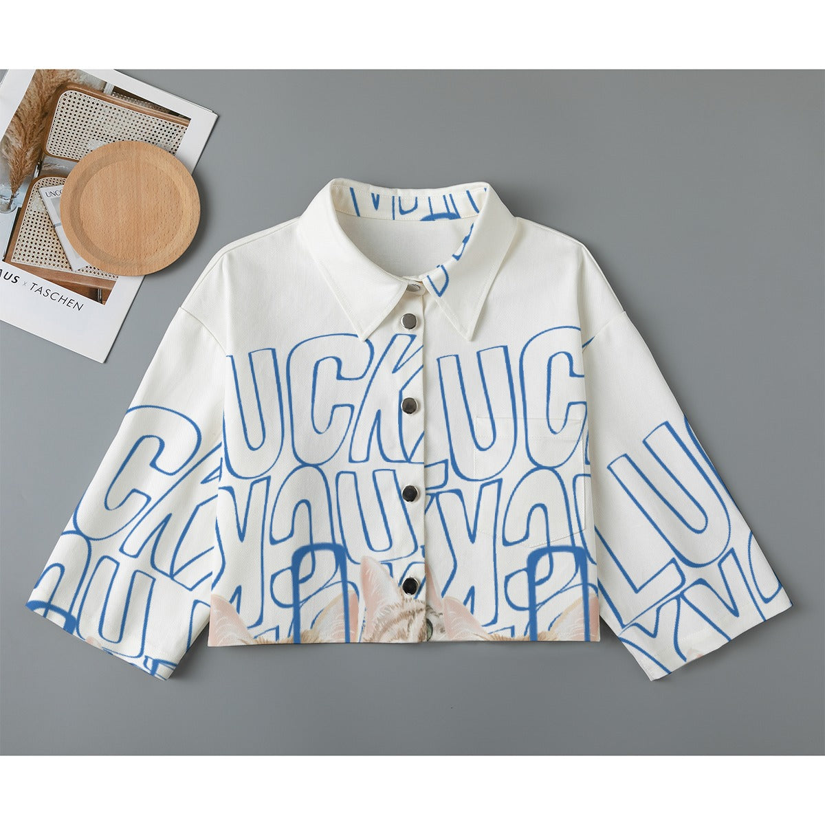 All-Over Print Women's Cropped Jacket | 245GSM Cotton