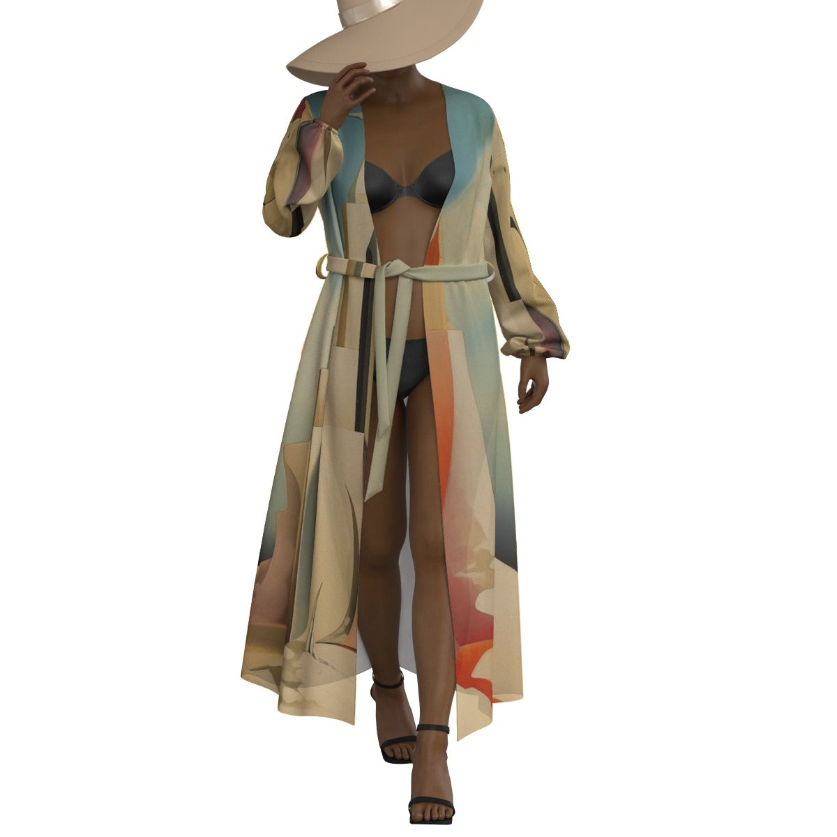 All-Over Print Women's Lace-up Chiffon Robe