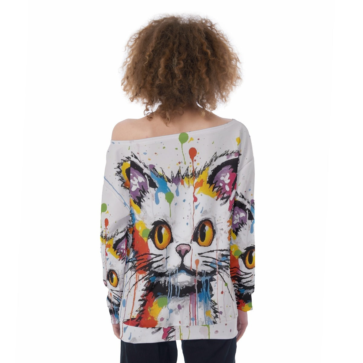 All-Over Print Oversized Women's Off-Shoulder Sweatshirt