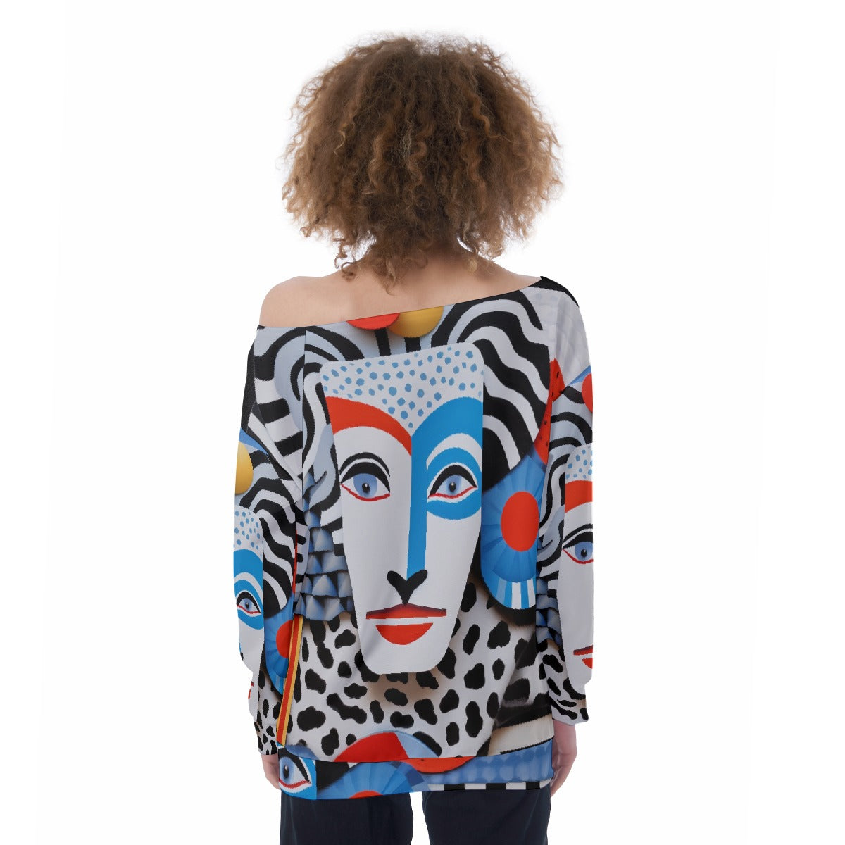 All-Over Print Oversized Women's Off-Shoulder Sweatshirt