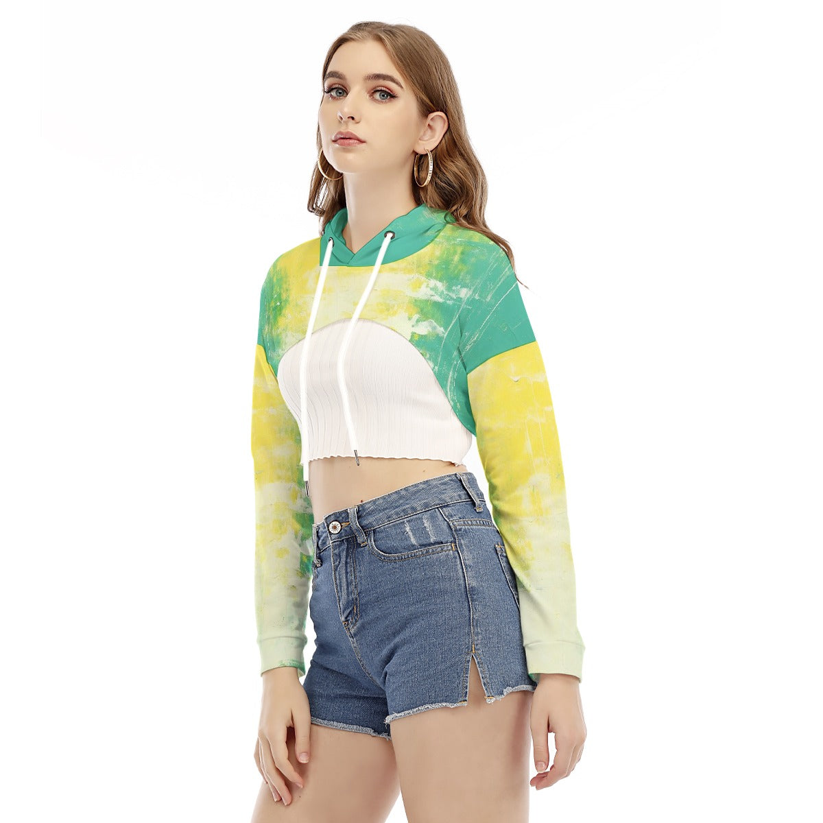 All-Over Print Women's Smock Short Hoodie With Long Sleeve
