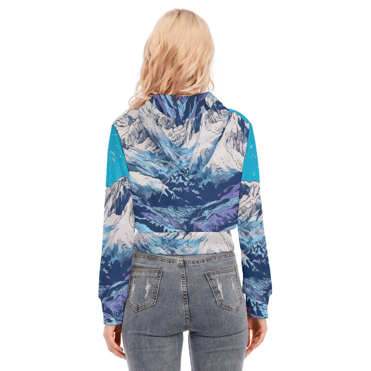 All-Over Print Women's Crop Top Hoodie With Zipper Closure