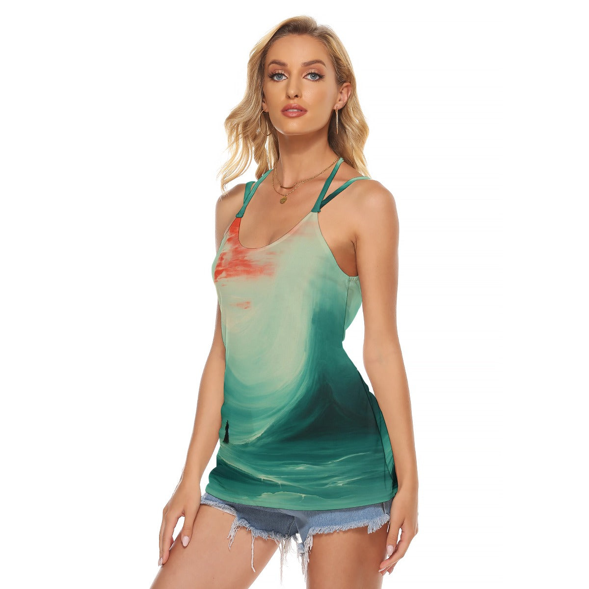 All-Over Print Women's Halter Top With Backless