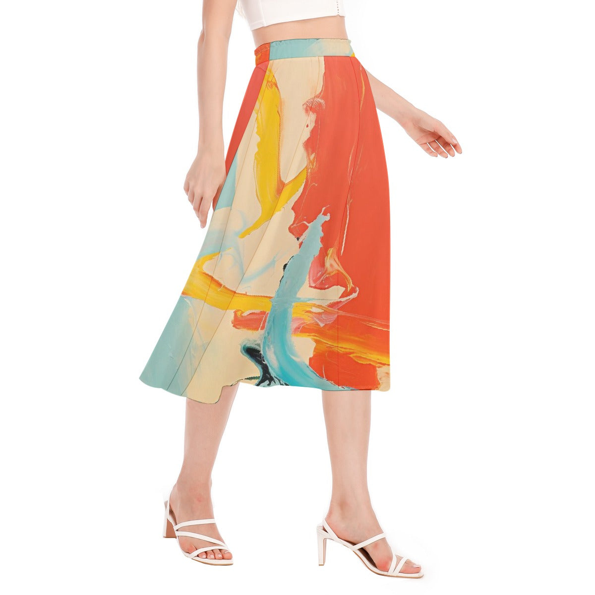 All-Over Print Women's Long Section Chiffon Skirt