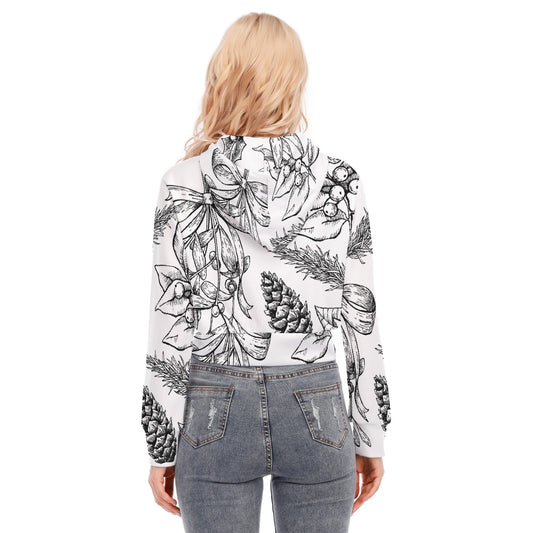 All-Over Print Women's Crop Top Hoodie With Zipper Closure
