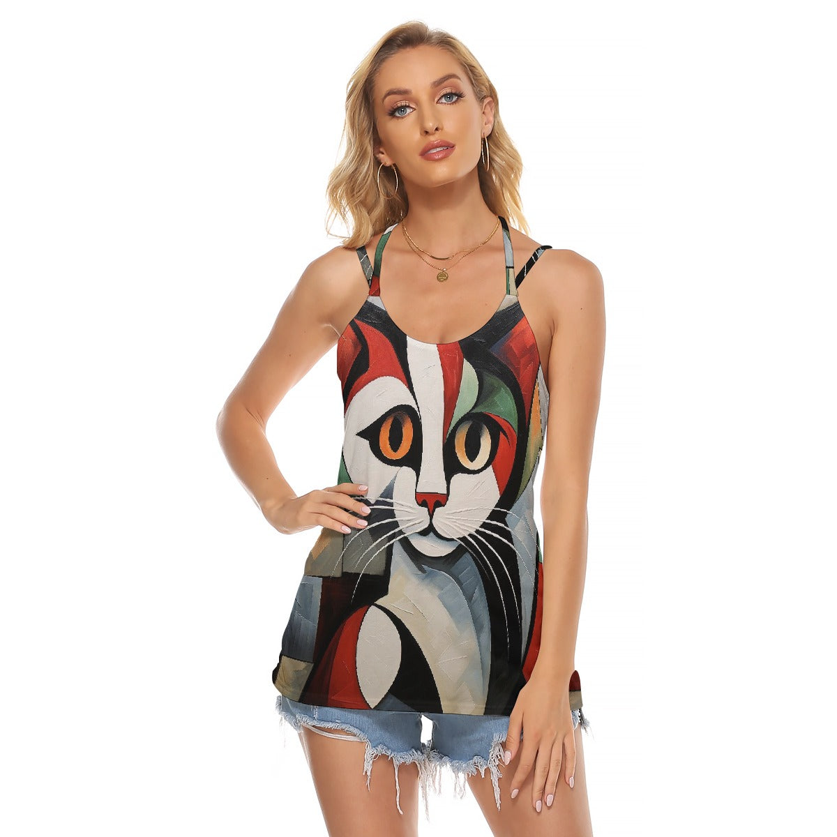 All-Over Print Women's Halter Top With Backless