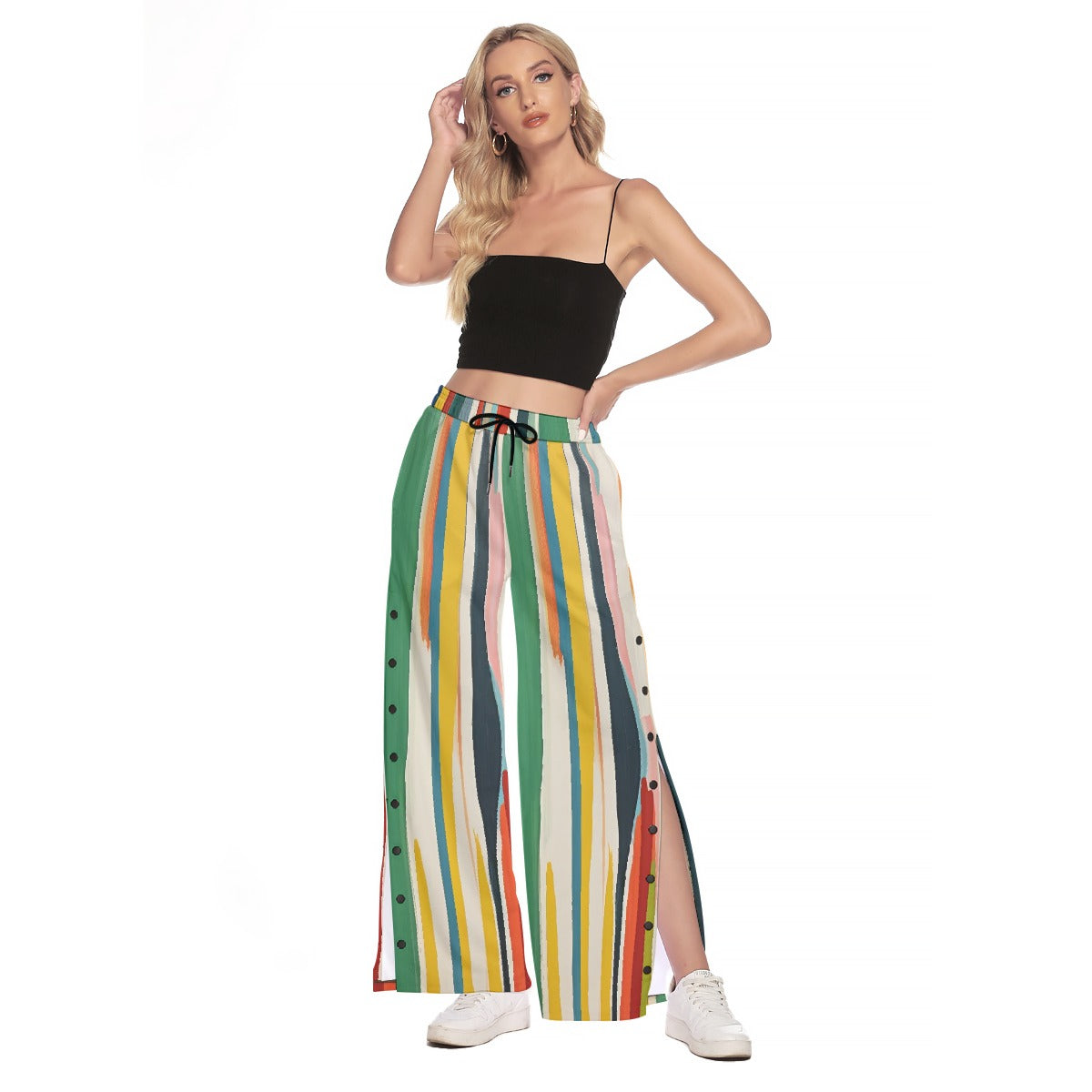 All-Over Print Women's Side Slit Snap Button Trousers