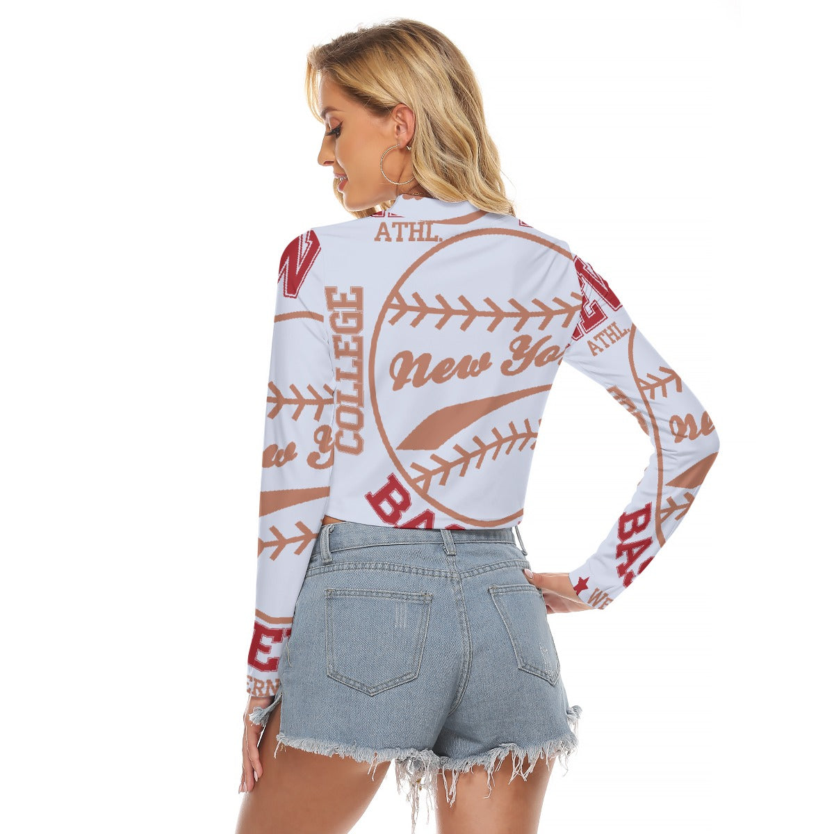 All-Over Print Women's Hollow Chest Keyhole Tight Crop Top