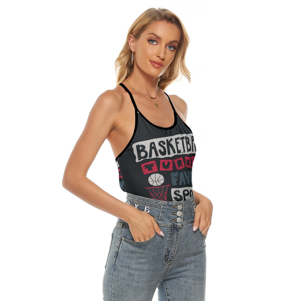 All-Over Print Women's Criss-Cross Open Back Tank Top