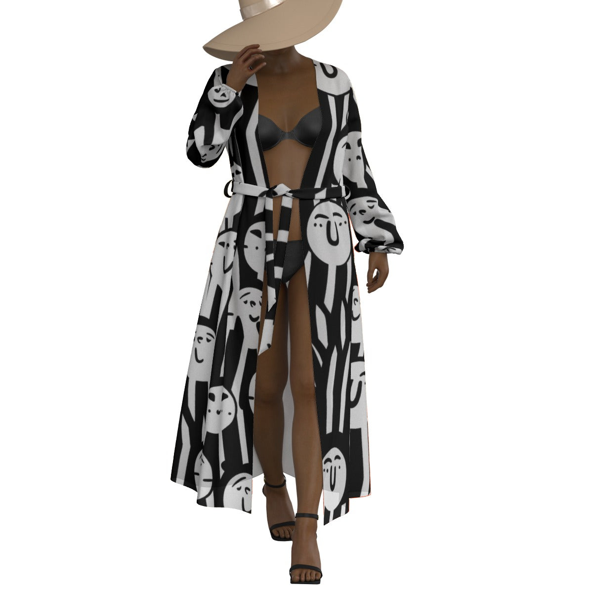 All-Over Print Women's Lace-up Chiffon Robe