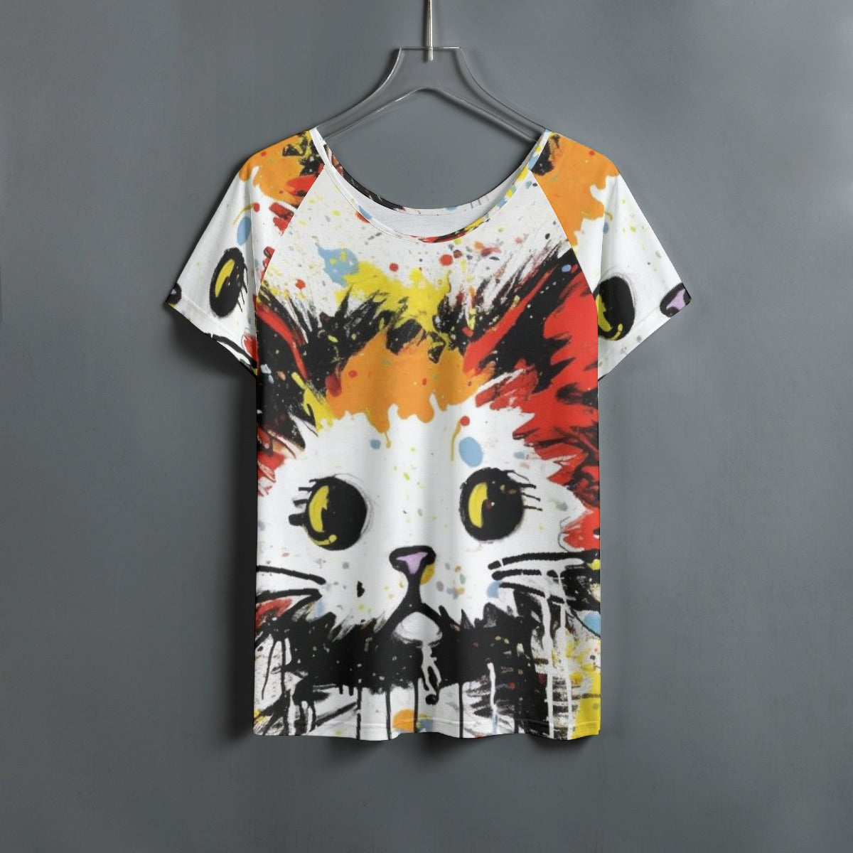 All-Over Print Women's Round Neck T-shirt With Raglan Sleeve