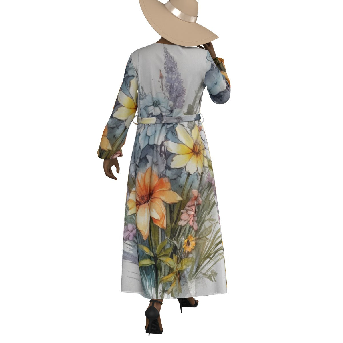 All-Over Print Women's Lace-up Chiffon Robe