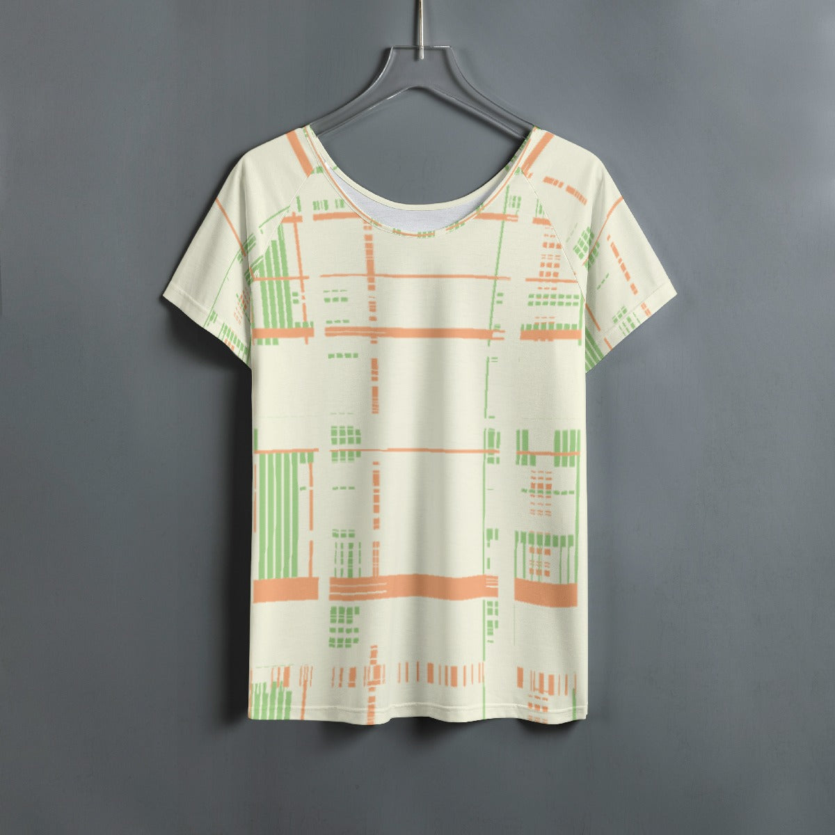 All-Over Print Women's Round Neck T-shirt With Raglan Sleeve