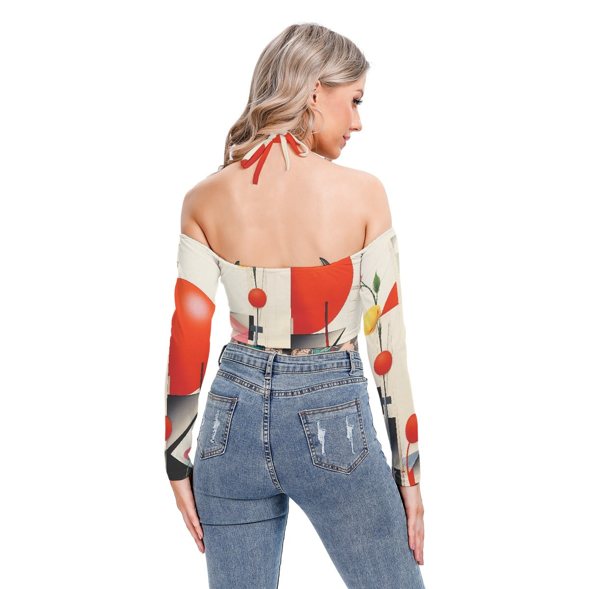 All-Over Print Women's Halter Lace-up Top