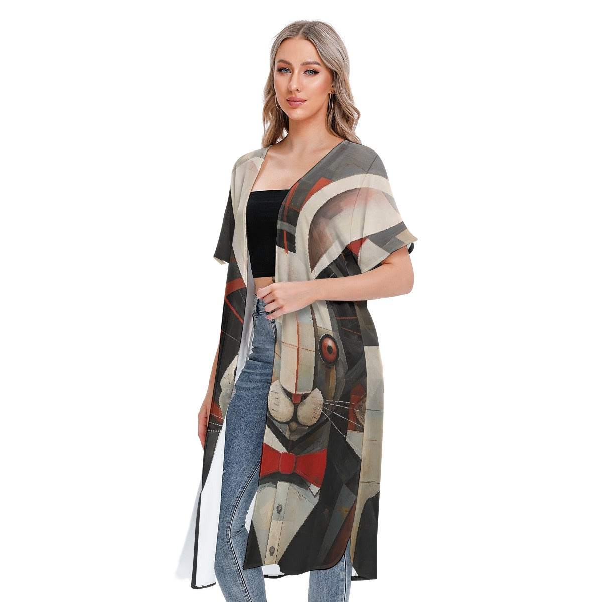 All-Over Print Women's Short Sleeve Cardigan