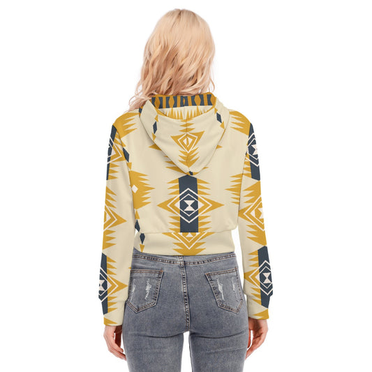 All-Over Print Women's Crop Top Hoodie With Zipper Closure