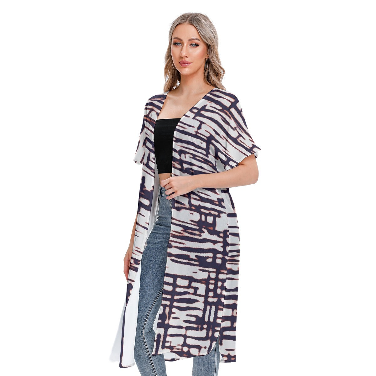 All-Over Print Women's Short Sleeve Cardigan
