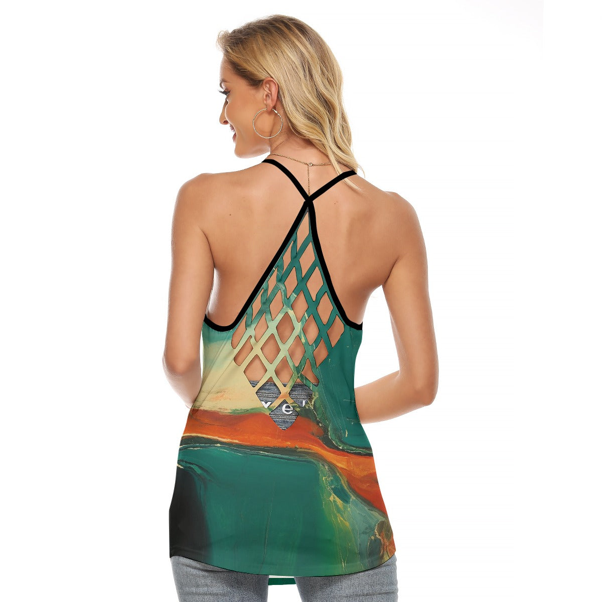All-Over Print Women's Criss-Cross Open Back Tank Top