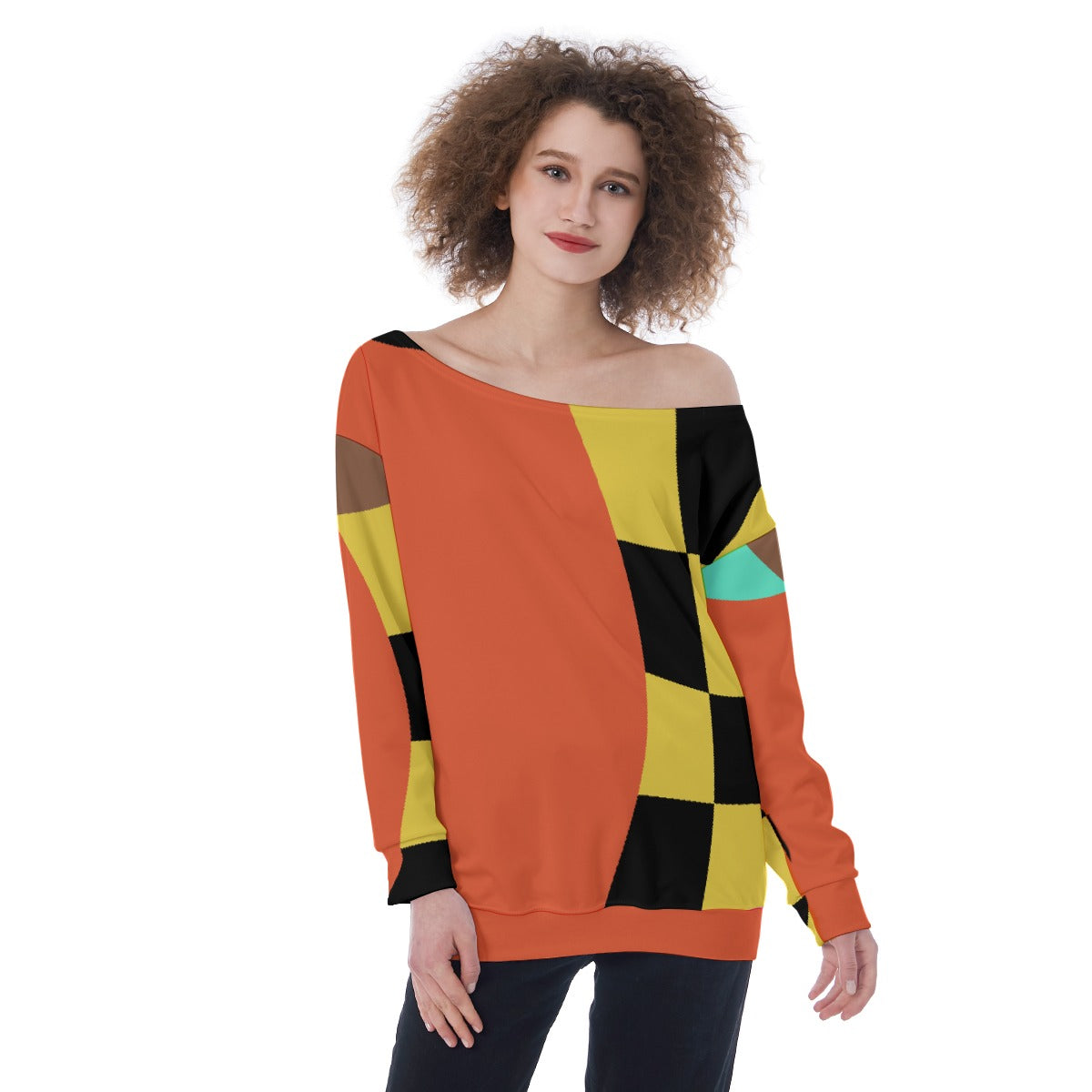 All-Over Print Oversized Women's Off-Shoulder Sweatshirt