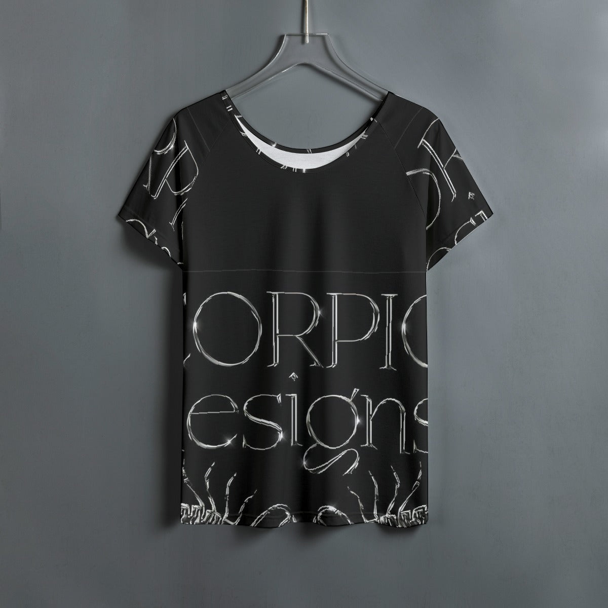 All-Over Print Women's Round Neck T-shirt With Raglan Sleeve