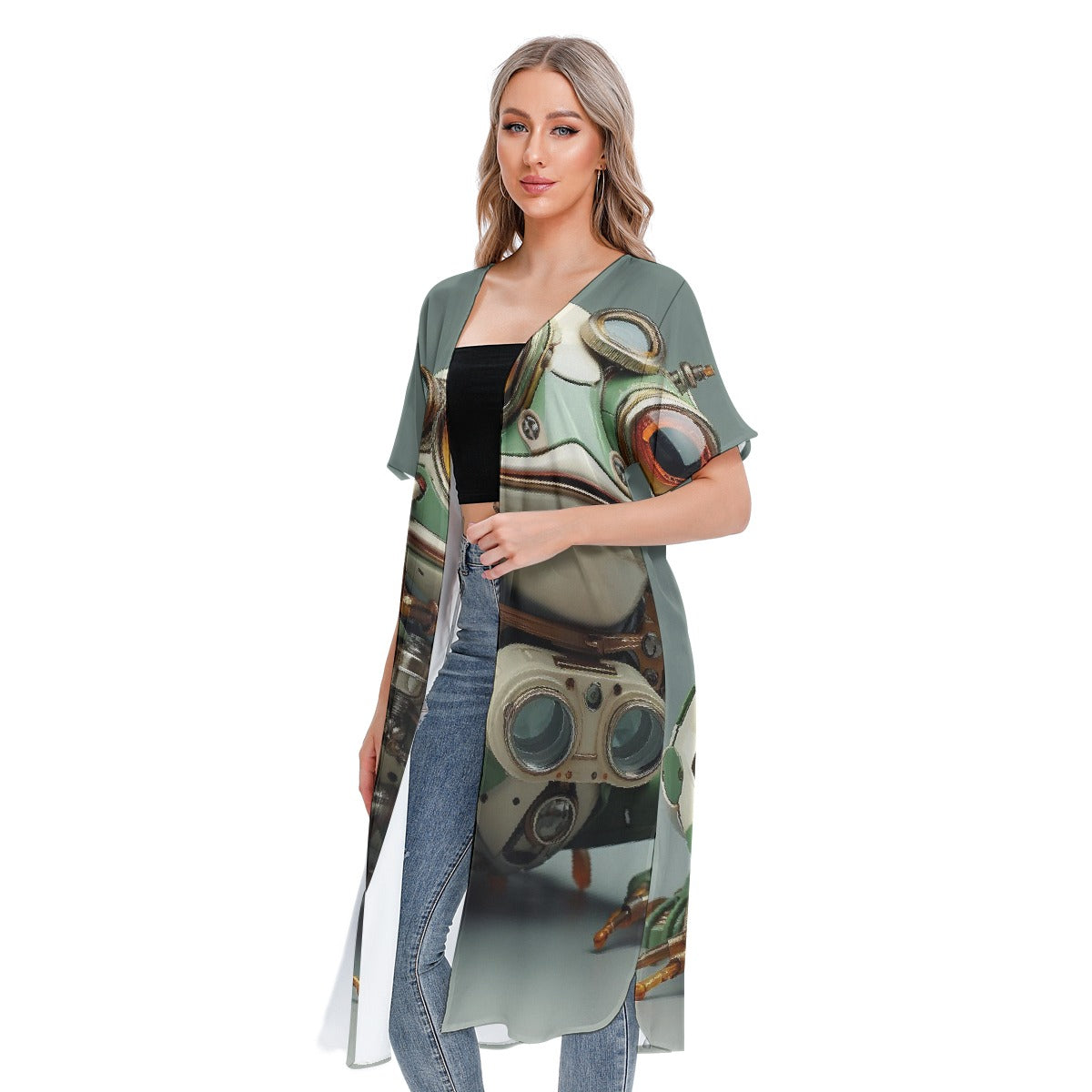 All-Over Print Women's Short Sleeve Cardigan
