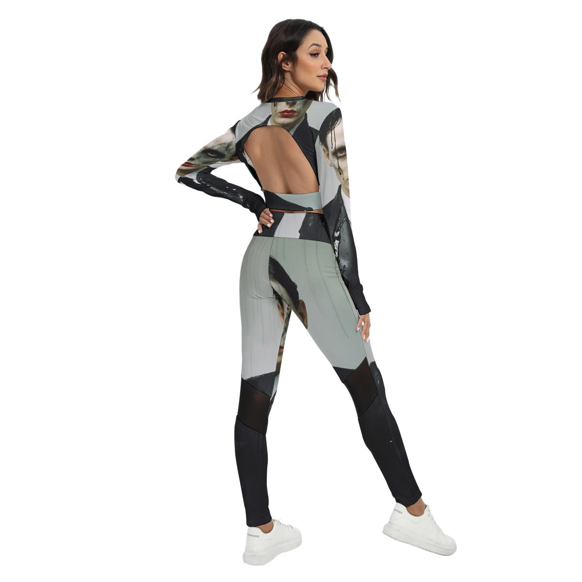 All-Over Print Women's Sport Set With Backless Top And Leggings