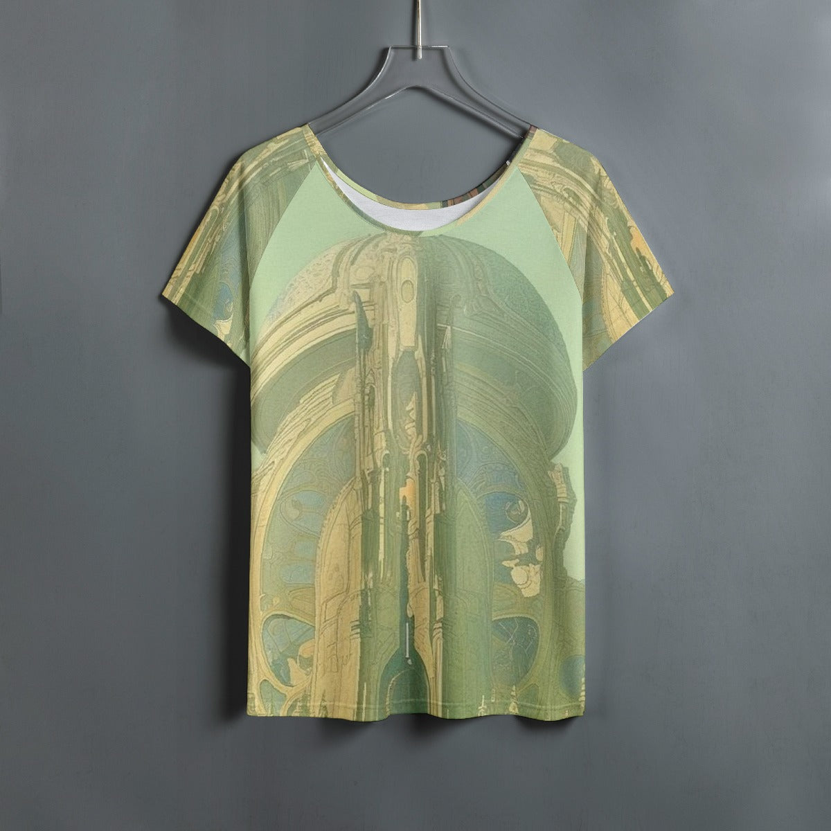 All-Over Print Women's Round Neck T-shirt With Raglan Sleeve