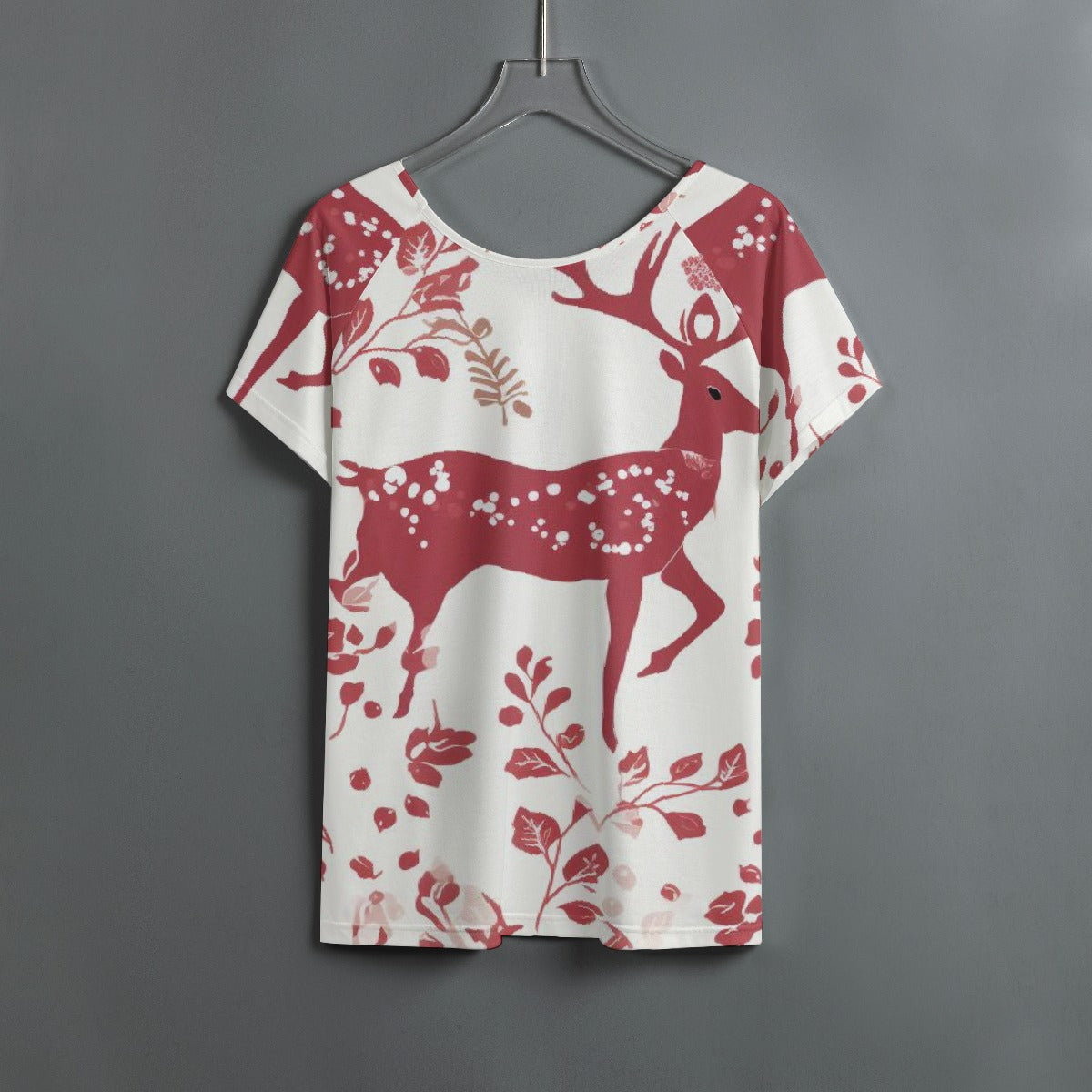 All-Over Print Women's Round Neck T-shirt With Raglan Sleeve