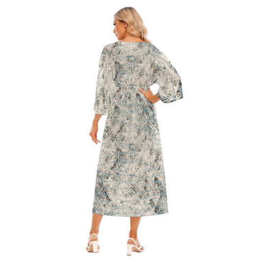 All-Over Print Women's Mid-Sleeve Long Dress