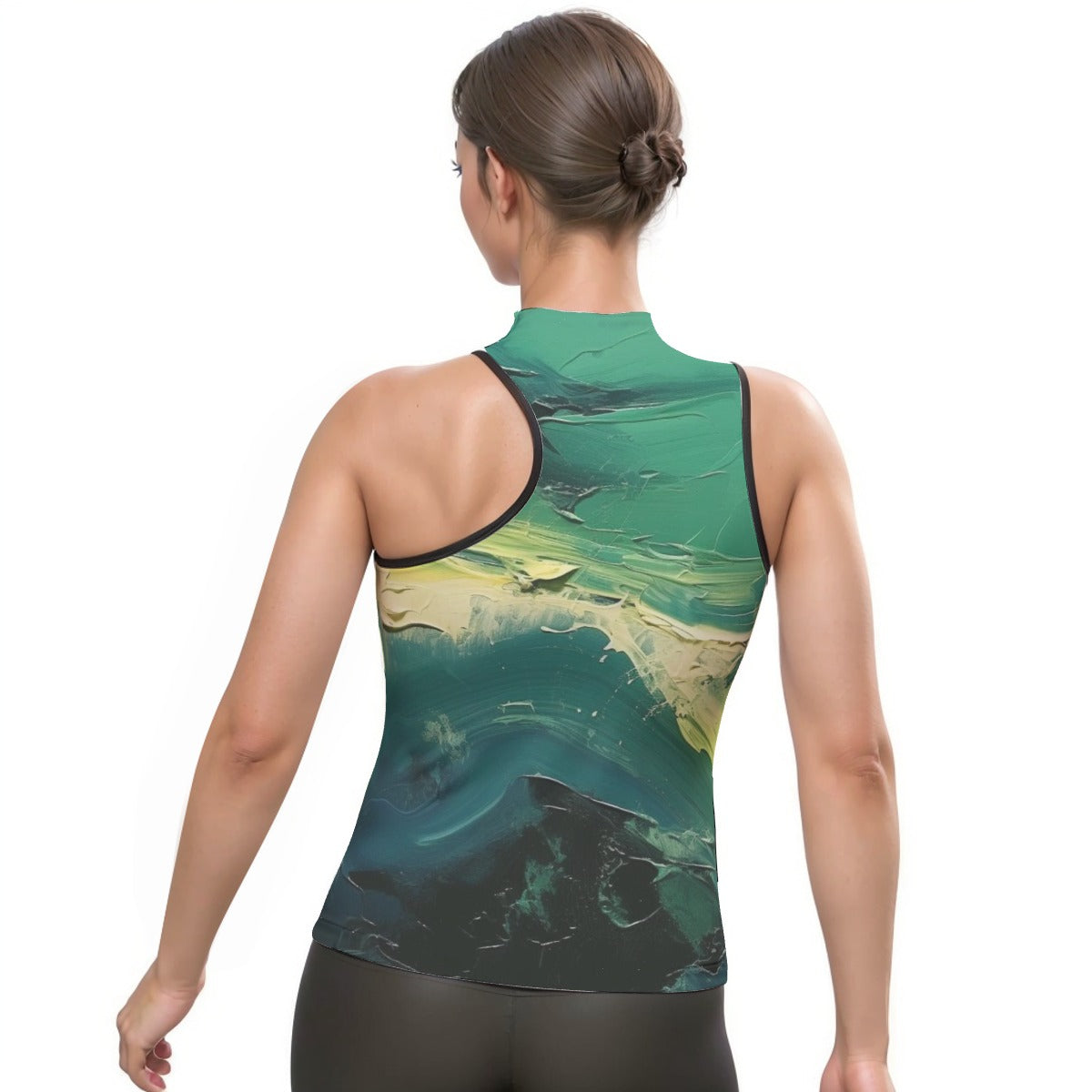 All-Over Print Women's Halter Sleeveless Asymmetrical Tank Top