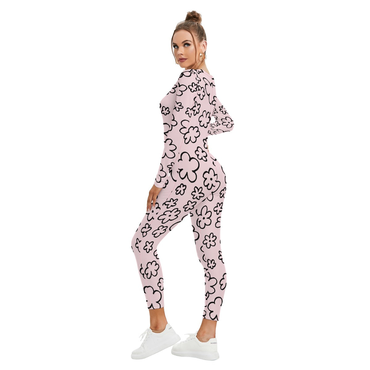 All-Over Print Women's Plunging Neck Jumpsuit
