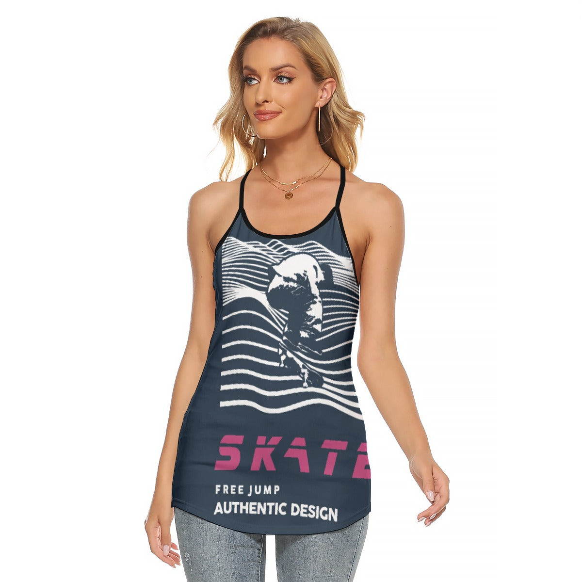 All-Over Print Women's Criss-Cross Open Back Tank Top