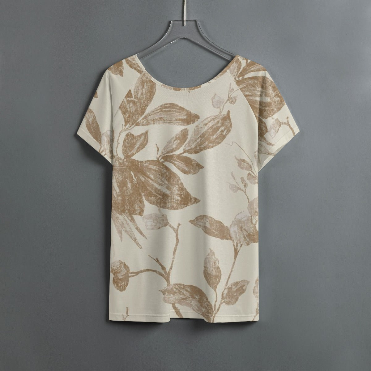 All-Over Print Women's Round Neck T-shirt With Raglan Sleeve