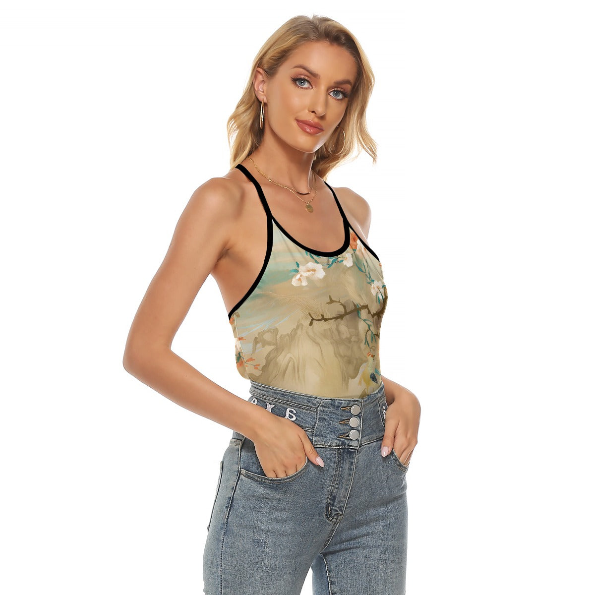 All-Over Print Women's Criss-Cross Open Back Tank Top