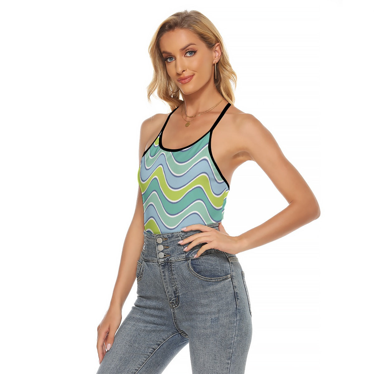 All-Over Print Women's Criss-Cross Open Back Tank Top