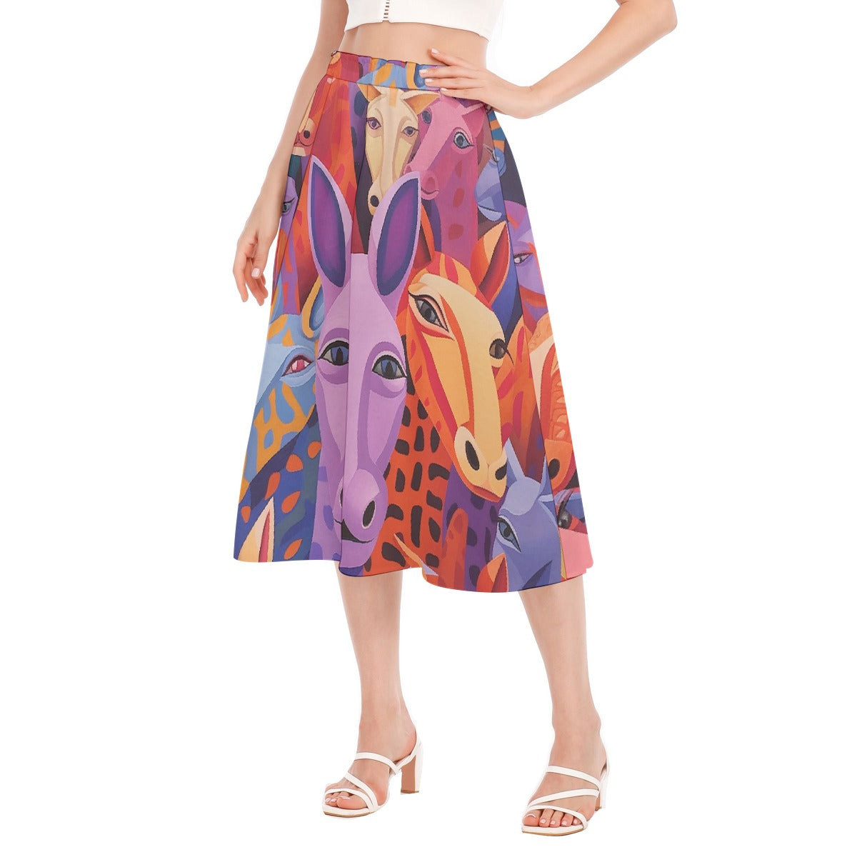 All-Over Print Women's Long Section Chiffon Skirt