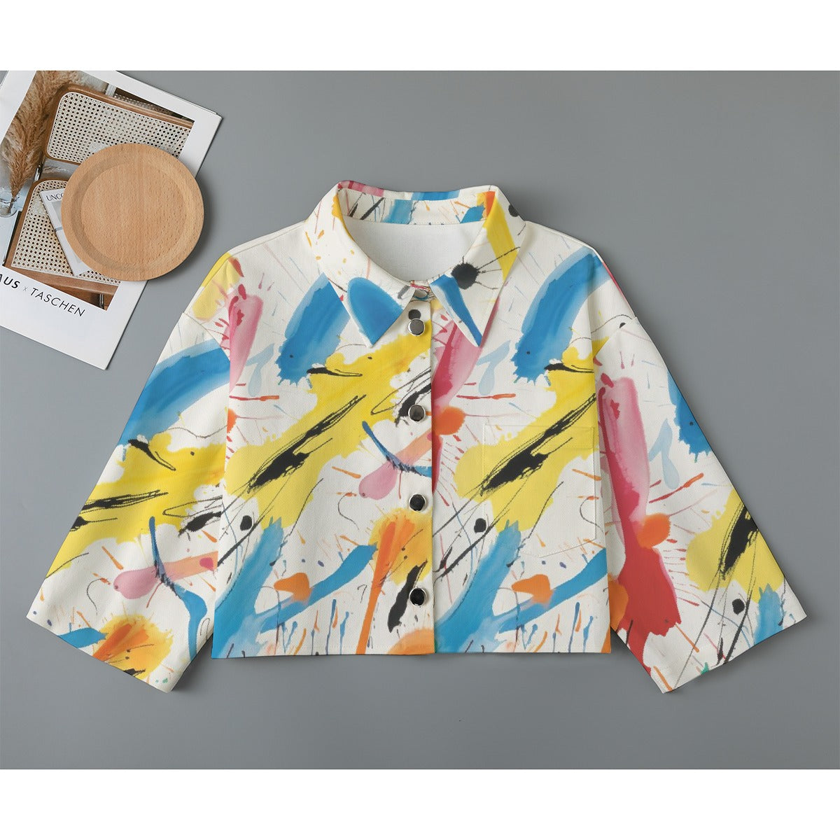 All-Over Print Women's Cropped Jacket | 245GSM Cotton